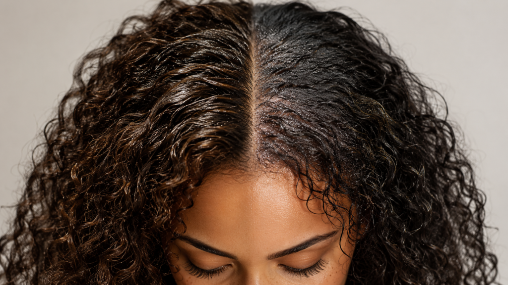 Capelli ricci con radici pesanti: differenza tra eccesso di sebo e sudore